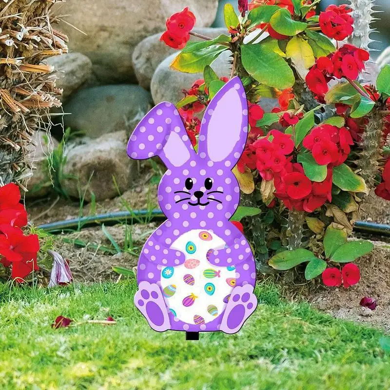Easter Garden Stakes Acrylic Animal Shaped Lawn Decorations Sturdy Easter Garden Outdoor Sign With Stakes For Patio Yard