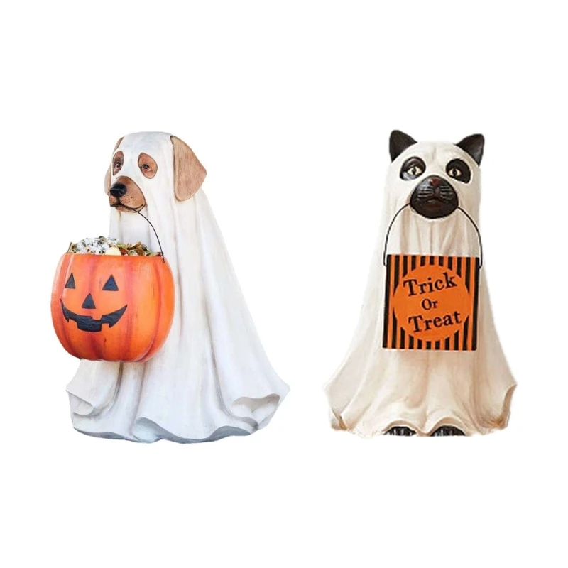 

Halloween Party Decoration Dog Candy Container Cat Figurine Sculpture Decors