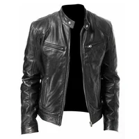 2024 Autumn Male Leather Jacket Black Brown Mens Stand Collar Coats Leather Biker Jackets Motorcycle Leather Jacket 1