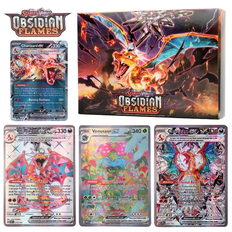 Englische Pokemon-Karten Cartoon Arceus Charizard Pikachu Vmax EX MEGA GX TAG 1996 Seltene Flash-Karte der ersten Generation – Detail 16
