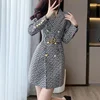 Spring Autumn Y2K Double Breasted Sexy Fashion Print Blazer Dress Women Waist Mini Vestidos De Fiesta Long Sleeve Female Clothes 2