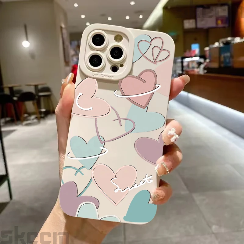 Vibrant Love Heart Patterned Phone Case Cover