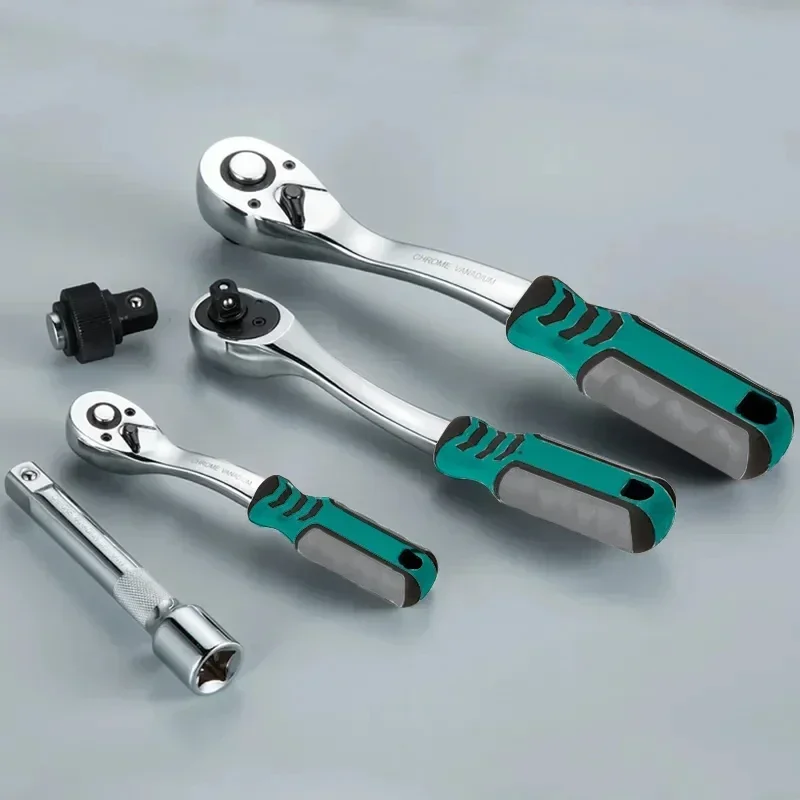 Ratcheting Socket Wrench 72 Teeth Socket Wrench Set Diy Workshop Quick Release Reversible Ratchet curved Car Repair Handle Tools 3