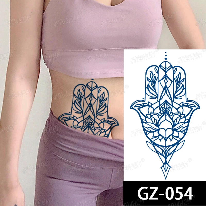 Waterproof Temporary Tattoo Sticker Body Art Love Wave Heartbeat Line Large Size Fake Tatto Chinese Cross Flash Tatoo for Women