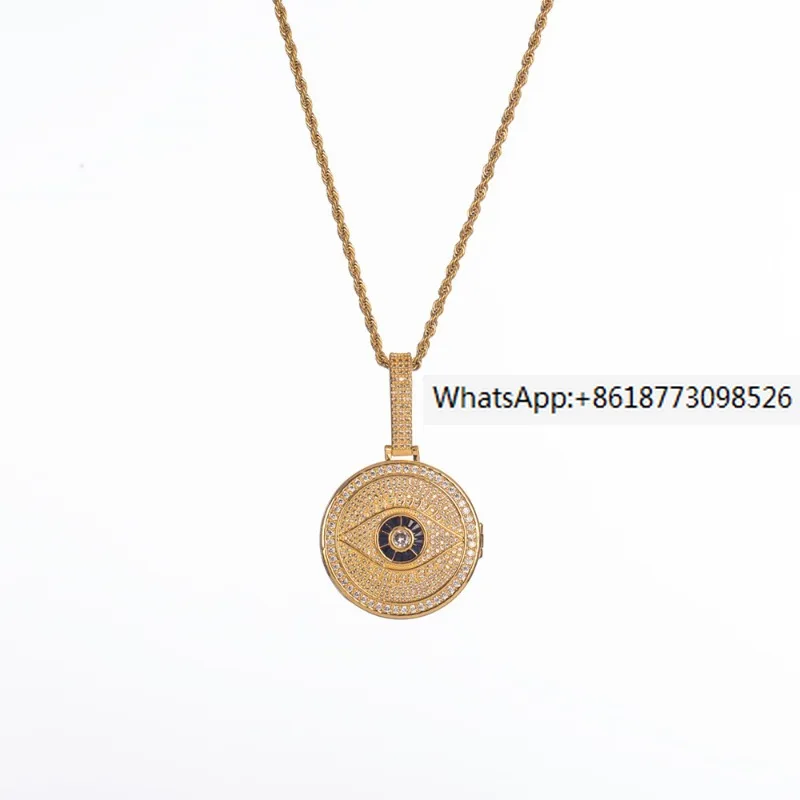 

Hip Hop Europe and America New Private Photo God's Eye Photo Frame Pendant with Micro Full Zircon Necklace