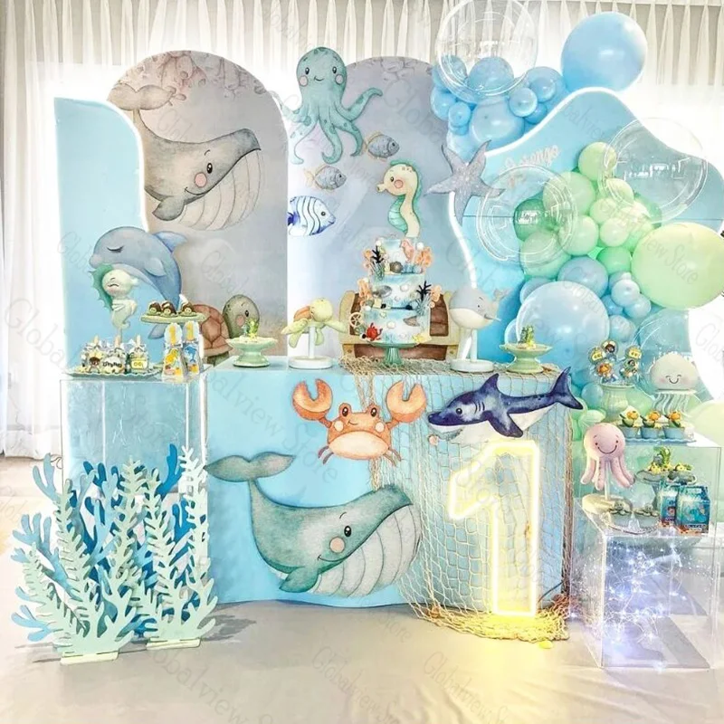 Decorazioni Festa Sirena - 8 Spirali Appese A Tema Oceano, Con Carte Stampate - Per Compleanni Bambini, Soffitti - Foto 3