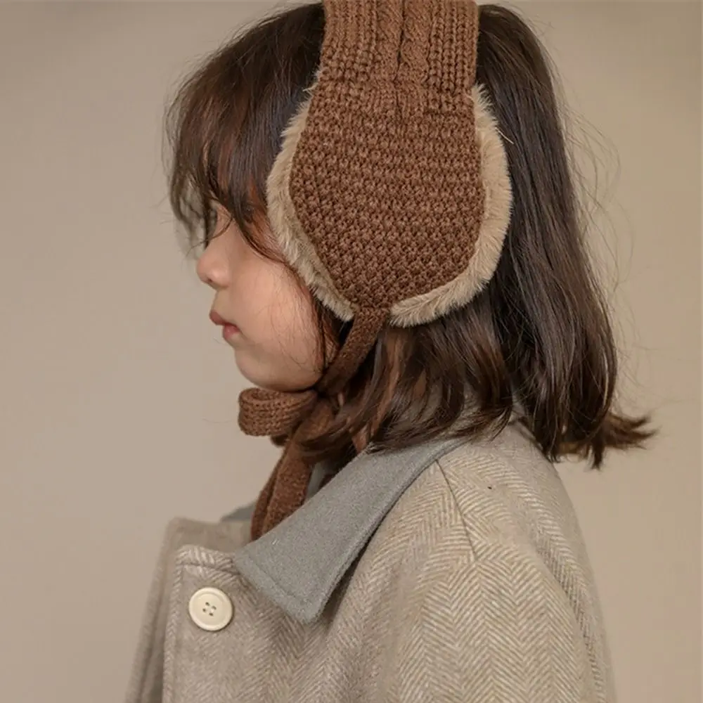 Fashion Thicken Knitted Earmuffs Outdoor Winter Warm Children Earflaps Portable Cold Protection Strappy Ear-Muffs Ear Warmer