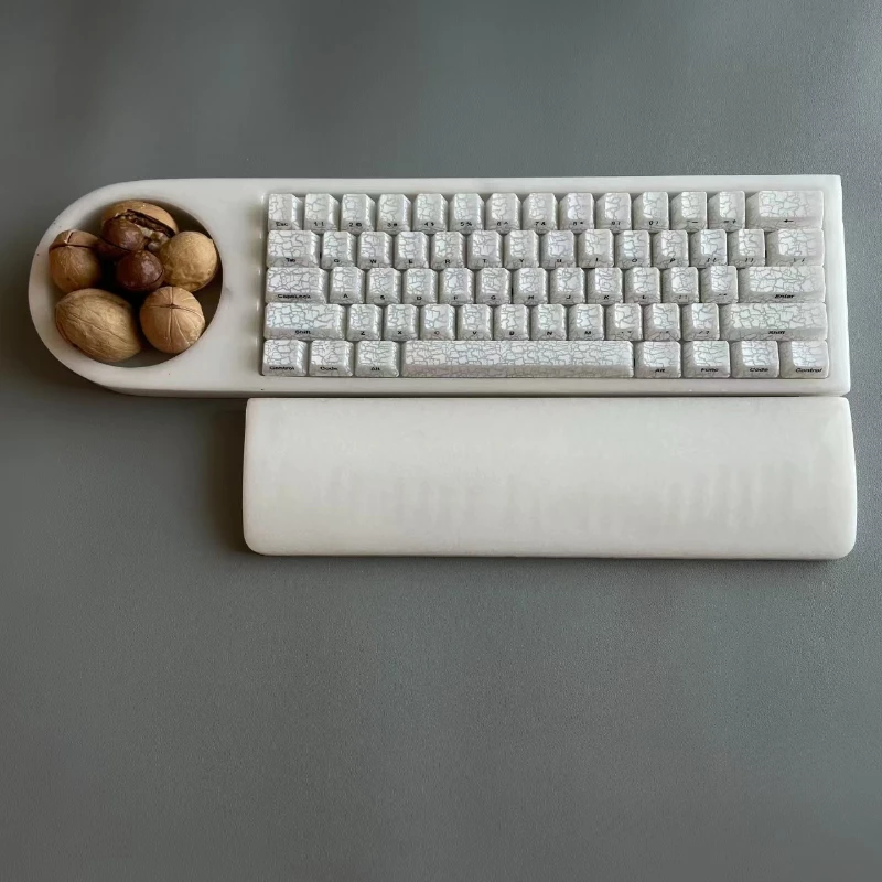 GH60 흰색 대리석 키보드 쉘 재떨이 스타일 CNC 통합 몰딩 호환 Wooting60he 60% 키보드 케이스 글레이징 공정