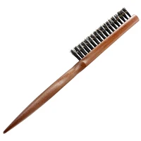 Peigne moelleux en poils de sanglier naturels, manche en bois, brosse à cheveux antistatique, peigne de barbier, Massage du cuir chevelu, outil de coiffure 2