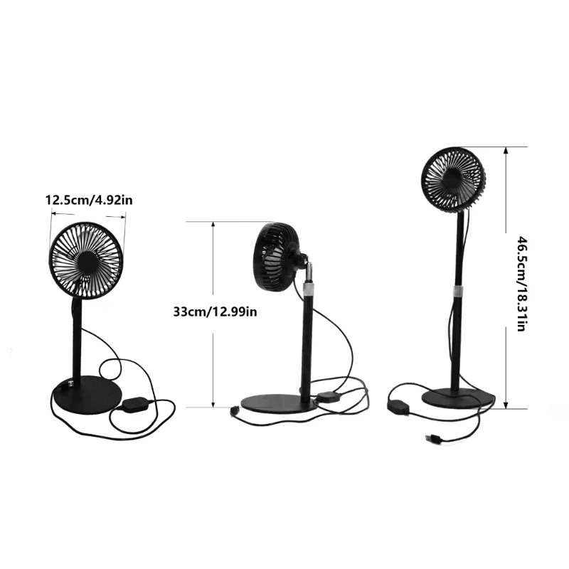 다기능 USB 데스크탑 팬 33cm 46.5cm 높이 범위 3 속도 일상 사용을 위한 저소음 설계