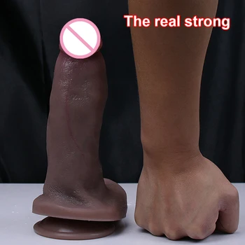 Black Skin Realistic Dildo Soft Material Huge Big Penis Strong Suction Cup Vagina Sex Toys For Woman Strapon Female Masturbation 6