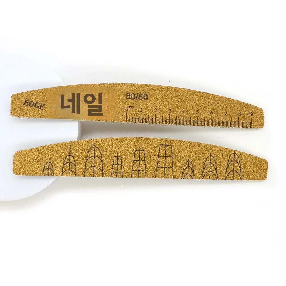 전문가용 양면 네일 파일 블록 80/80 그릿 아크릴 젤 및 천연 네일용 (자 포함, 네일 모양 템플릿 포함)