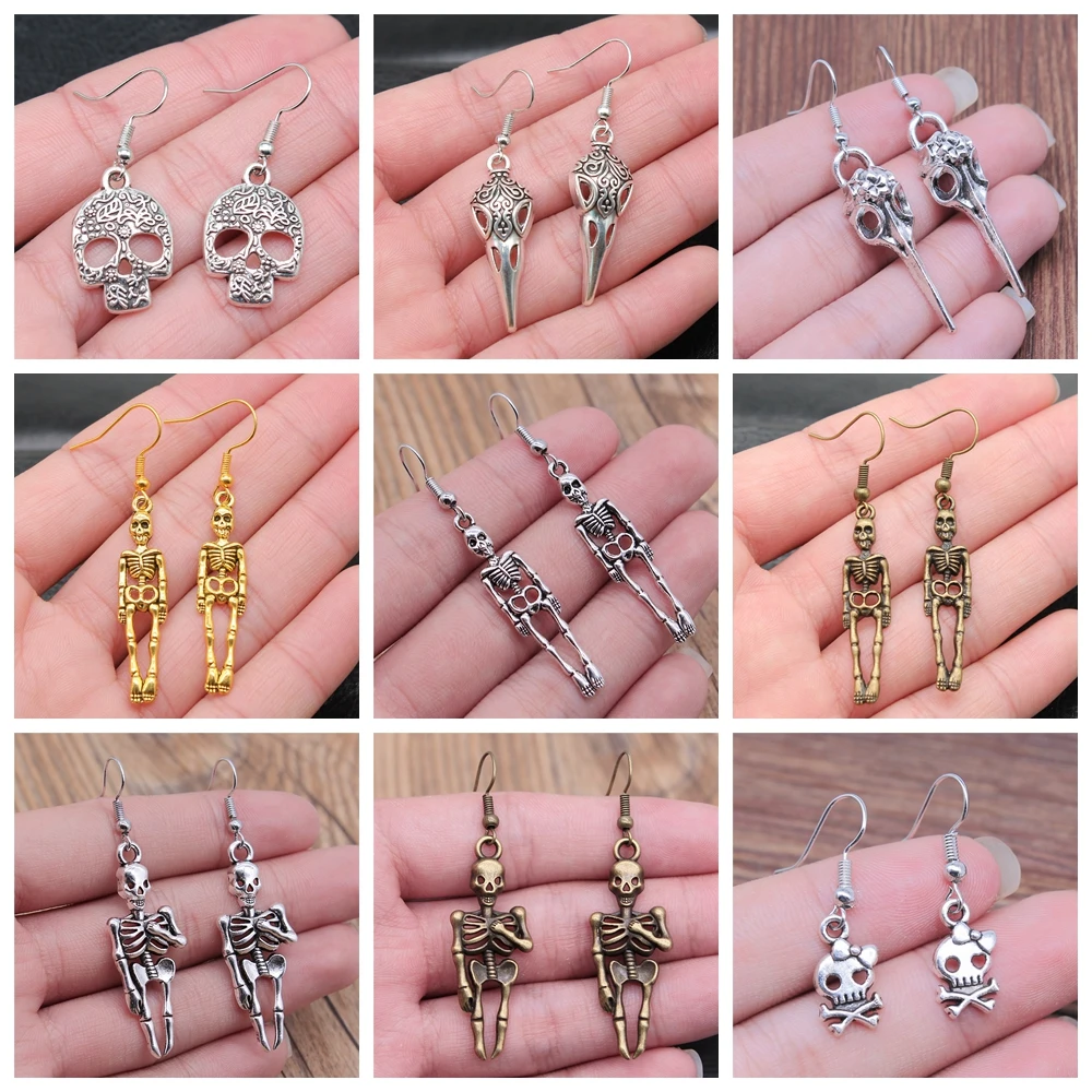 FloralGrace Halloween Totenkopf Ohrringe Gothic - Skelett Quaste Ohrringe Für Frauen