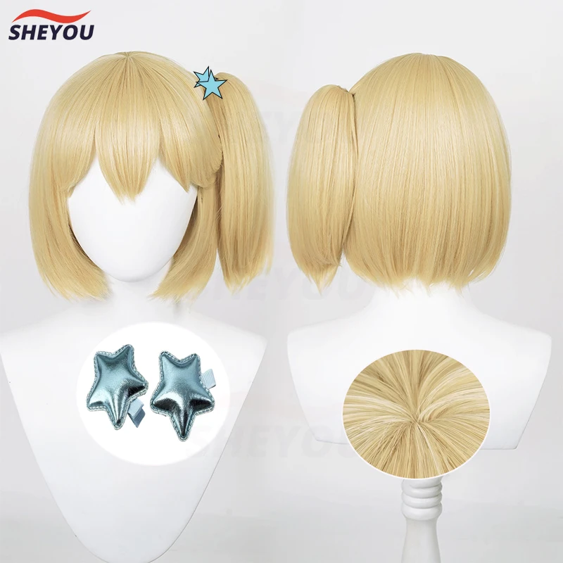 

Yachi Hitoka Cosplay Wigs Anime Blonde Yellow With Ponytail Heat Resistant Synthetic Hair Halloween Anime Party Wig + Wig Cap