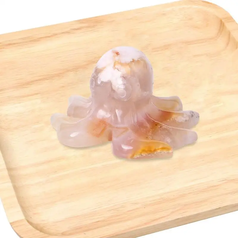 

Фигурки животных из хрустального драгоценного камня, резной Агат вишни, кристалл, животное, осьминог, Бабочка, морская звезда и лебеди, настольное украшение