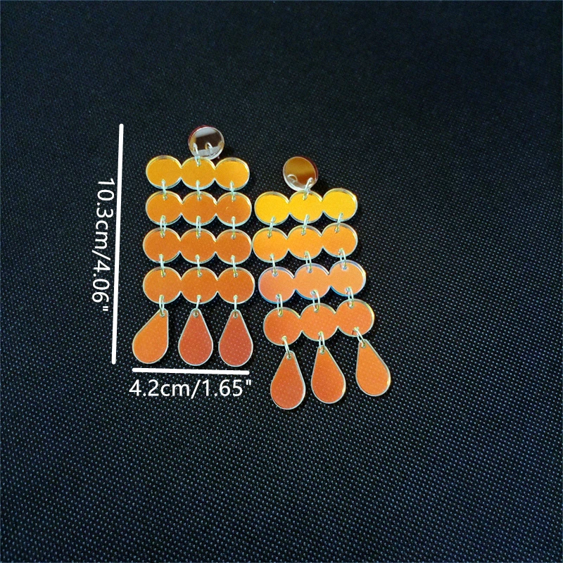 KUGUYS Übergroße lange schillernde Acryl-Ohrringe für Damen, geometrisch, trendig, modisch, Schmuckzubehör – Detail 3