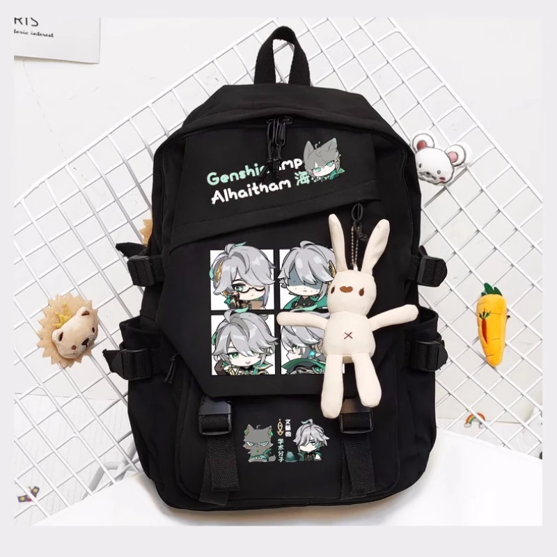 Anime Genshin Impact Alhaitham  Schoolbag Fashion Casual Belt Teenagers Student Backpack Handbag B568