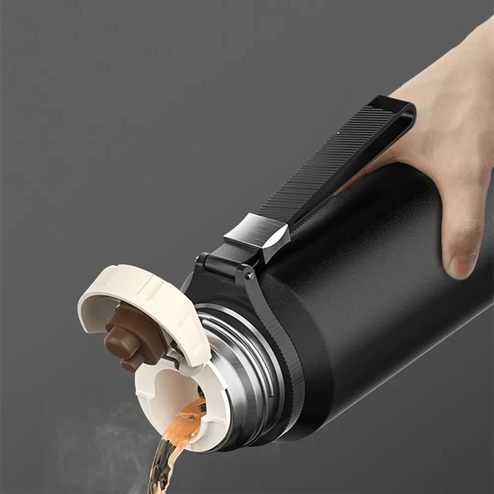 Stainless Steel Thermos Bottle Large Capacity 1500ml Coffee Thermos Vacuum Bottle With Tea Filter Travel Keep Hot Cold 1L