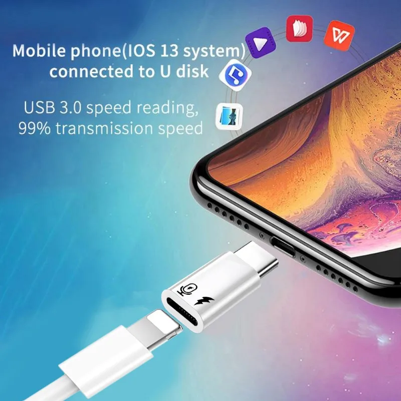 OTG USB C To Lightning Adapter for IPhone 16 Android Microphone High Speed Data Transfer Lighting Female To TypeC Male Converter otg adapter,usb to type c adapter,lightning to usb c adapter,ios to type c adapter