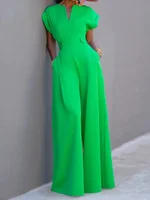 Yeezzi Women Black White Color Wide Leg Jumpsuits 2025 New Summer Cap Sleeves Loose Fashion Urban Casual Office One-piece Pants - Image 3