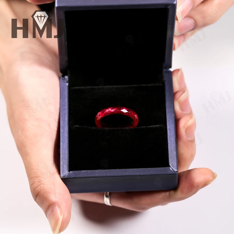 Rubin-Daumenring, voller Moissanit, grün, champagnerfarben, weiß, schwarz, schlichter Ring, Jubiläumsgeschenk mit Zertifikat, kostenlose Halskette – Detail 13