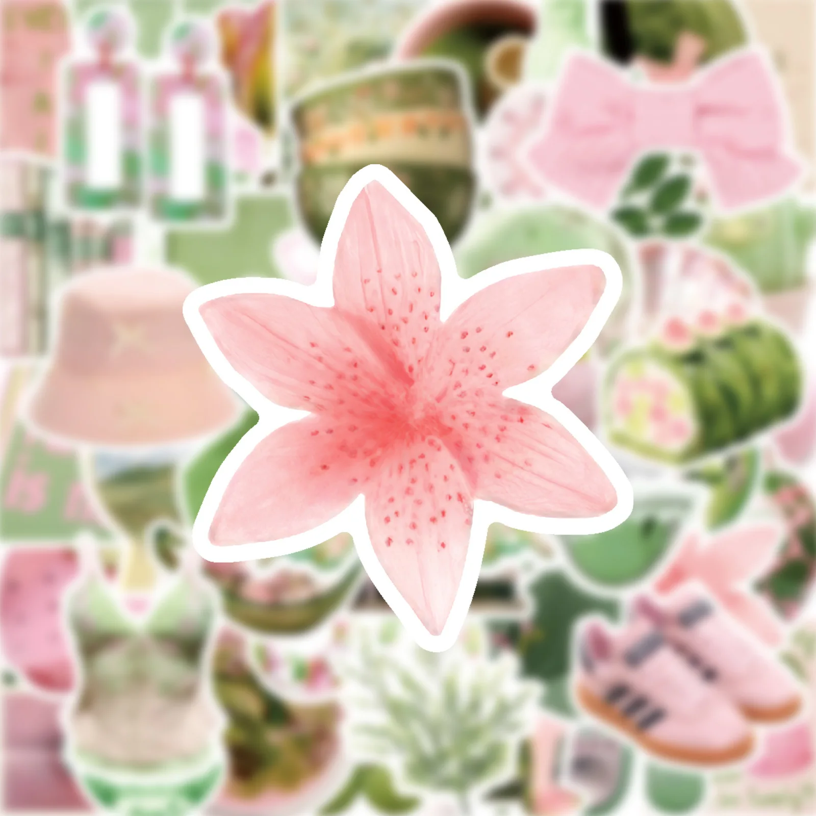 50Pcs 핑크 그린 미적 스티커 전화 노트북 스크랩북 스케이트 보드 헬멧 DIY 낙서 미적 스티커 크리 에이 티브 선물
