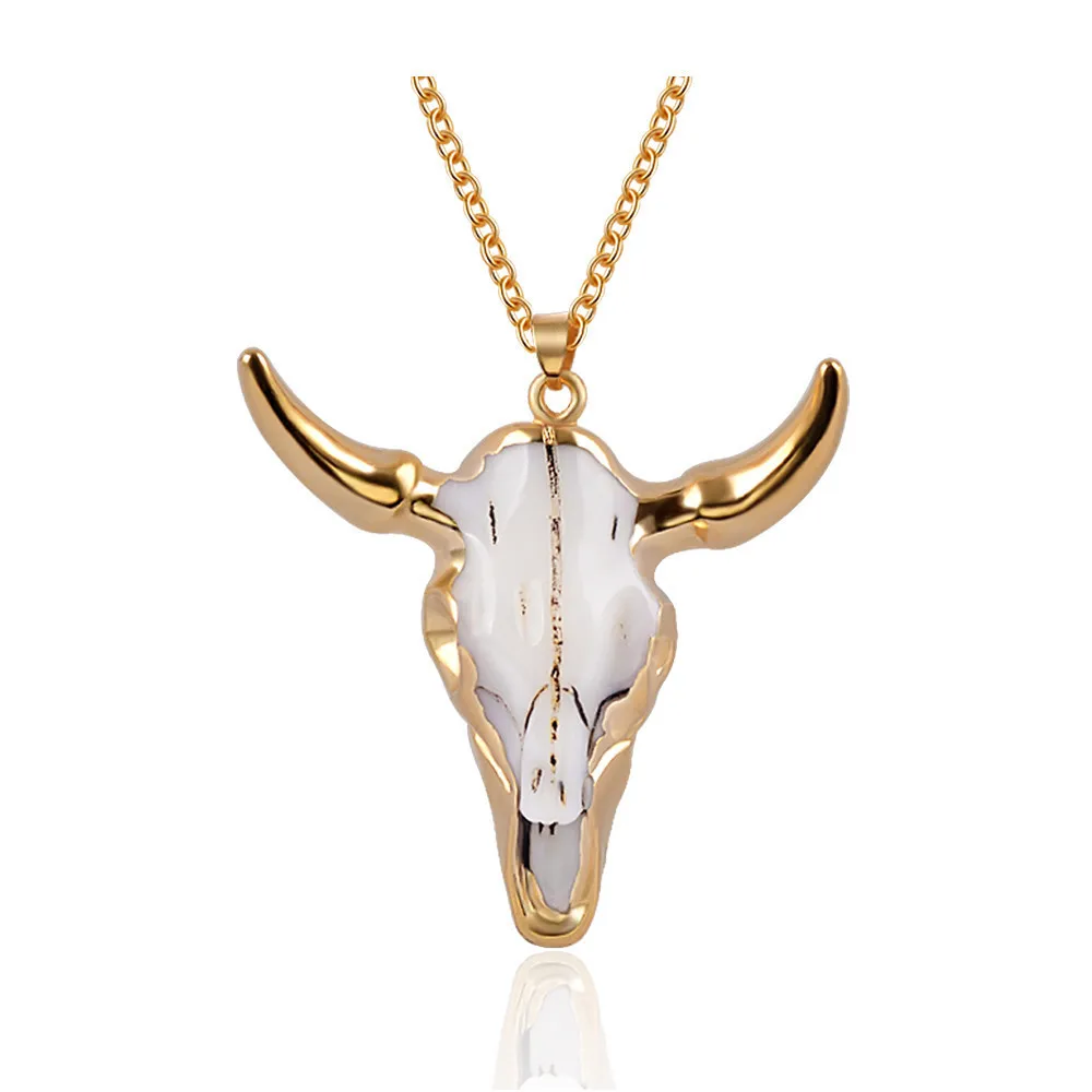 

Biker Necklaces Ethnic Gothic Bull Head Pendant Animal Jewelry Hip Hop Punk Vintage Fashion Beach Necklace Gift for Friend