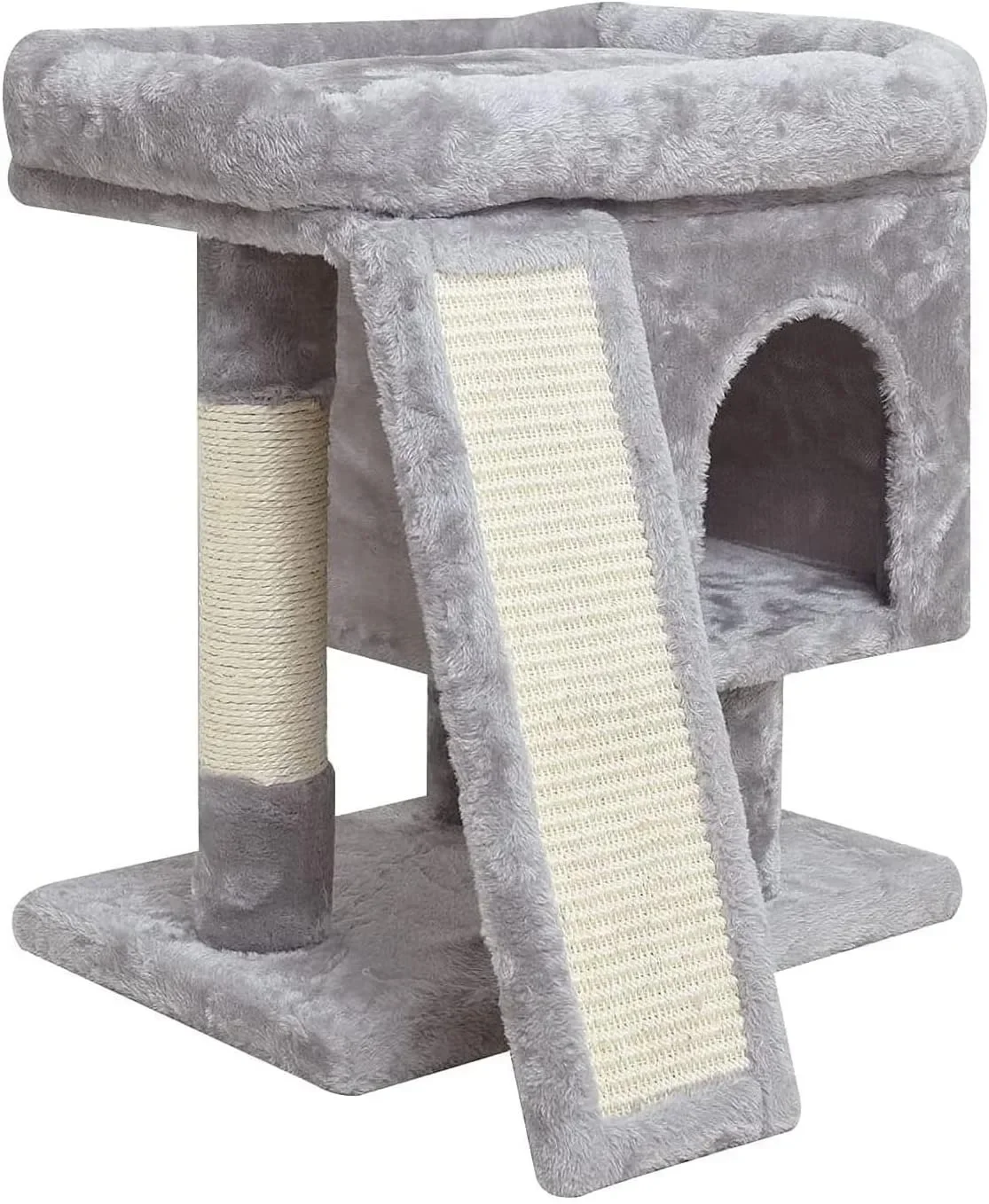 

Small Cat Tree for Indoor Cats, Cat Tower with Scratching Post, Modern Activity House for Large Cats, Condo with Board