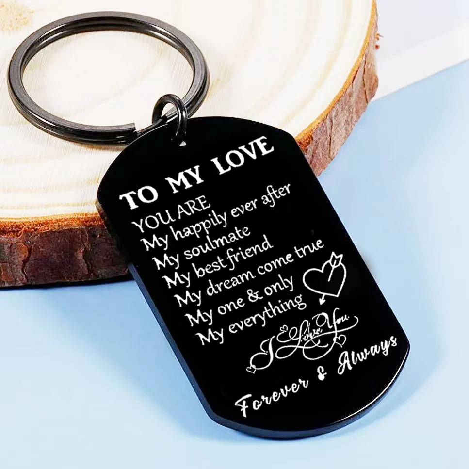 To My Love Keychain Stainless Steel Key Chain Ring Wedding Anniversary Christmas Gift For Husband Wife Boyfriend Girlfriend