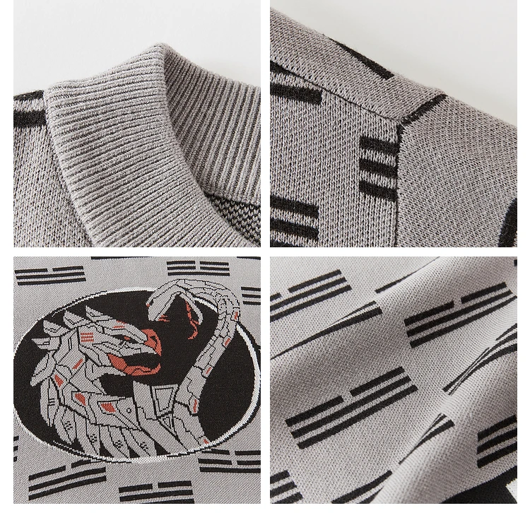 Jacquard Sweater    Genderful Men’s Women’s round O-neck collar couples crewneck long sleeves brocade pullovers for man woman in dusk gray unisex Mens Womens Warm spring autumn fall winter loose fit cartoon graphic Meters bonwe anywear petite-, tall-, plus-, size crew neck sweaters in grey