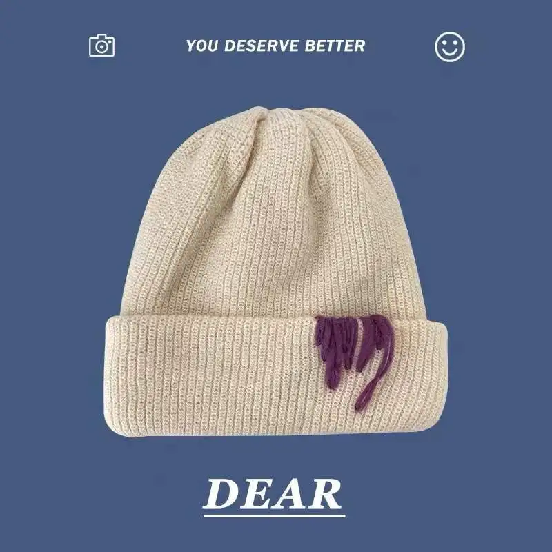 

Winter Knit Hats Men's and Women's Outdoor Warm Fashion Color Loose Winter Caps Cold Cap Winter Ski Male Bone Ear Protection Hat
