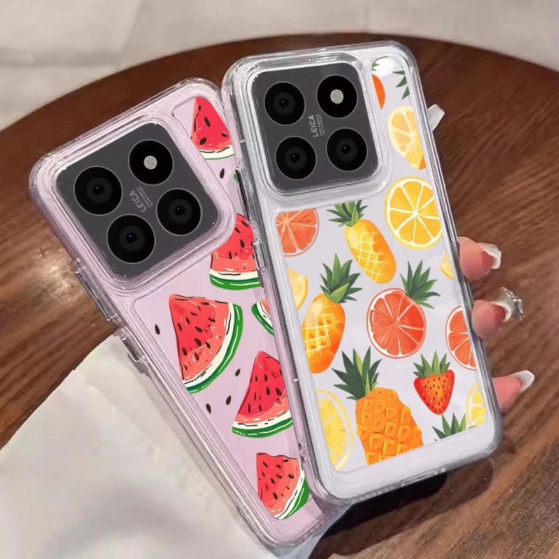 Clear Summer Fruit Design Phone Case Featuring Cherry and Watermelon Accents