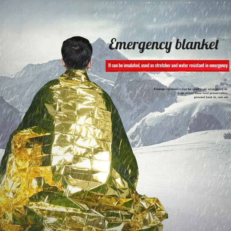 3Pcs 160 x 210cm Aluminized Film Emergency Blanket Golden Emergency Thermal Insulation Blanket Retain Body Heat For Camping