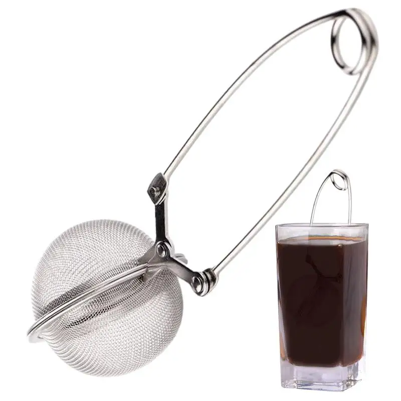 Stainless Steel Spoon Tea Ball Infuser Filter Fine Mesh Ball Tea Filter Snap Strainer Handle
