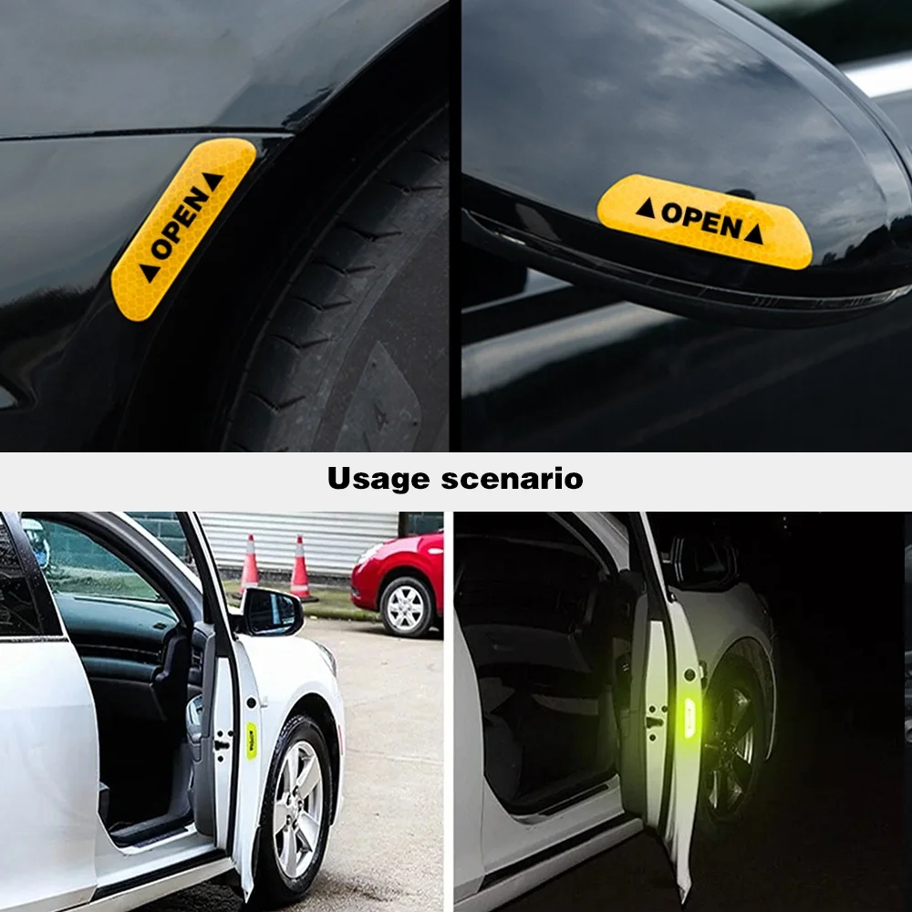 Reflective Car Door Sticker Safety Opening Warning Reflector Tape Decal Car Accessories Exterior Interior reflective stickers