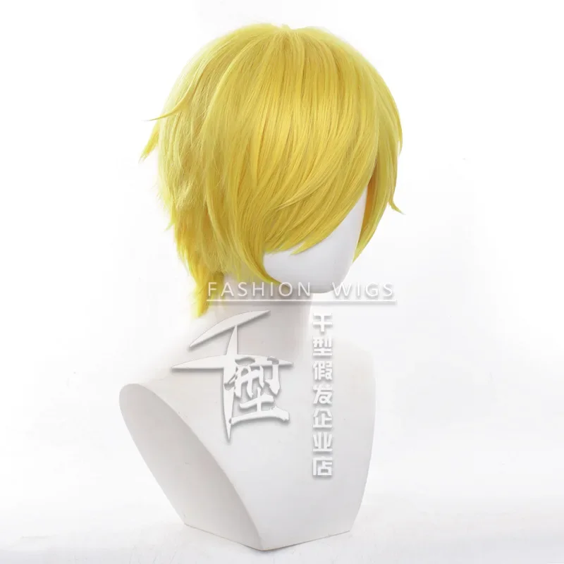 Anime One 1-teilige Sanji Cosplay Perücke Blonde Gerade Kurze Vinsmoke Sanji Perücke Halloween Perücken – Detail 3