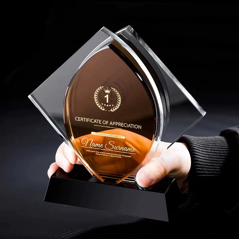 Customized Color Printing Crystal Trophy Creativity Send Friends Award School Graduation Company Annual Meeting Competition, 1Pc