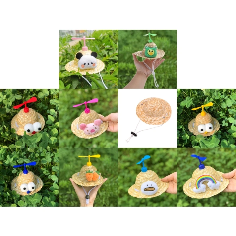 

Dog Hat Small Pet Straw Hat Lovely Bamboo-Dragonfly Costume Hat for Cats Puppy Summer Sun Hat Small Dogs Headwear