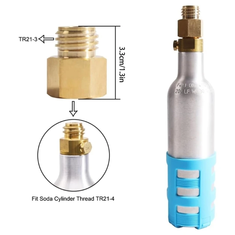 Durable Water Bottle Adapter Easy to Use Adapter TR21 3 to TR21 4 Connectors Regulator Aquarium Regulator Metal Material