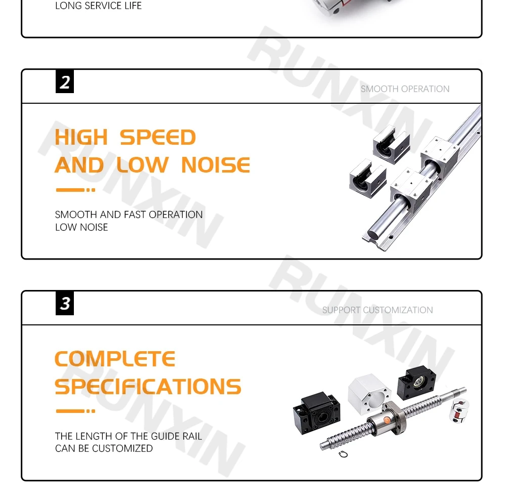 Description Picture 4 of itemRXTNC ball screw kit 2pcs SBR25 Linear Guides with 4pcs SBR25UU slider blocks+1 Kit SFU2510 300-1400mm for CNC Router Engraving
