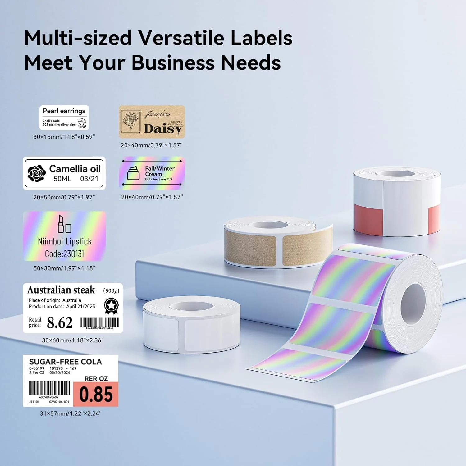 For NiiMBOT M2 Transfer Label Printer White Transparent Color Laser Labels Sticker Paper Adhesive for Office/Outdoor Keep Long