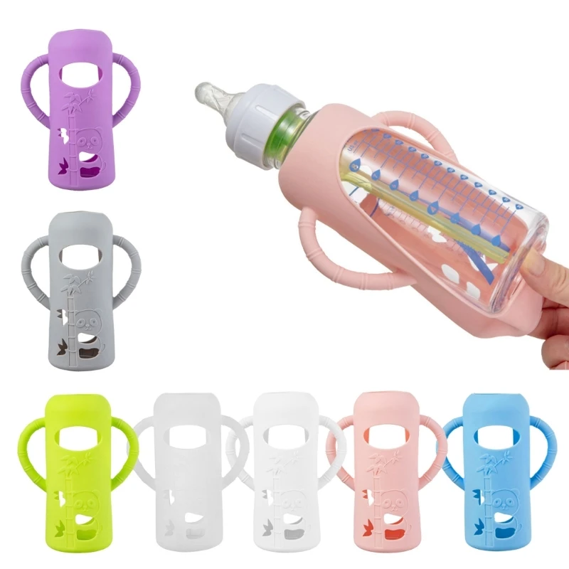 Soft Silicone Protective Cover for 120/250ml Glass Baby Bottles Handle Grip Case Shockproof Sleeve Protector