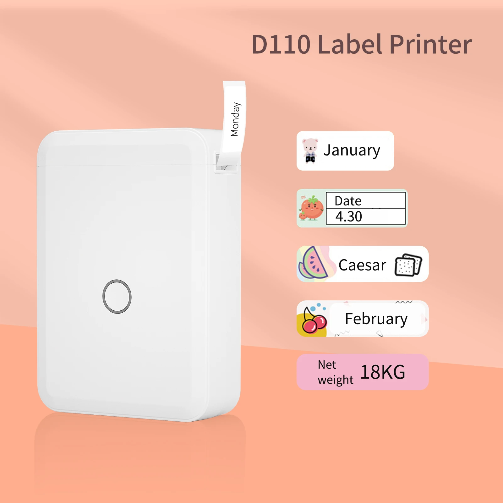 NIIMBOT D110 Label Printer Machine Mini Pocket Thermal Label Maker Printer All in One BT Connect Sticker Labeling Machine