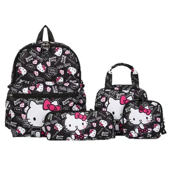 Dessin animé Anime quatre pièces sac ensemble sac à dos Kt chat Kuromi