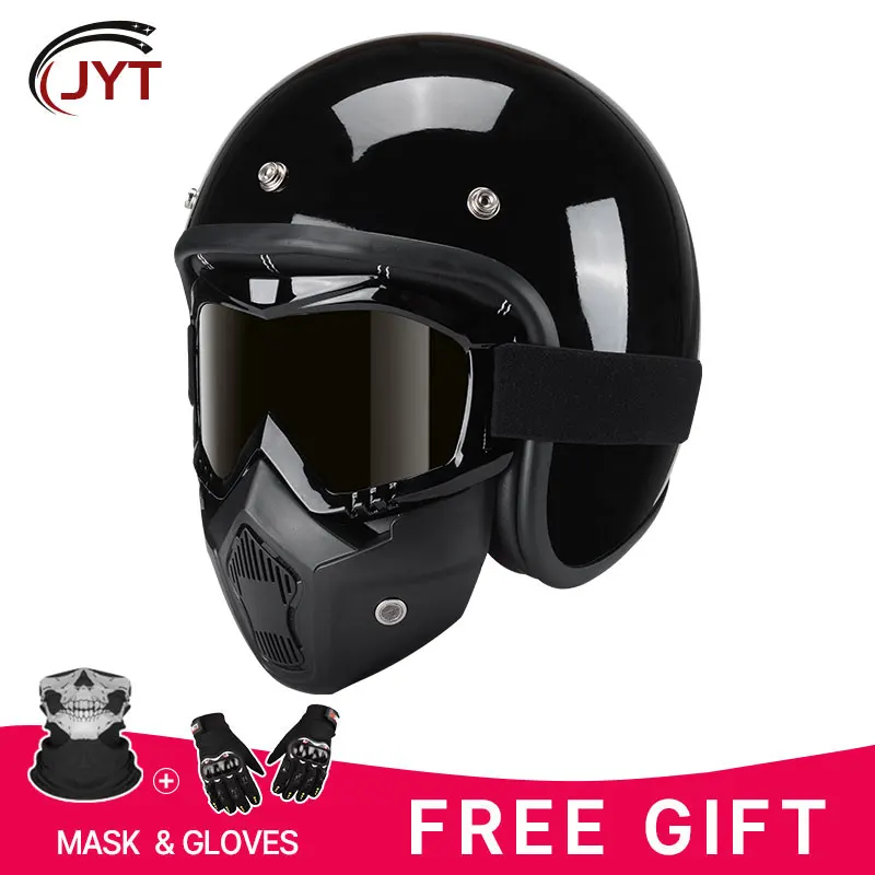 Casco de cara abierta con máscara protectora para hombre, cascos