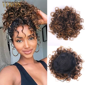 Clip per chignon per capelli ricci afro sintetici castani biondi con coulisse e coda di cavallo in capelli neri africani Ombre Pontail