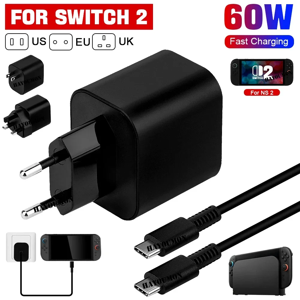 Universal 60W USB-C Power Adapter with 1.5M Charging Cable and TV Mode Support