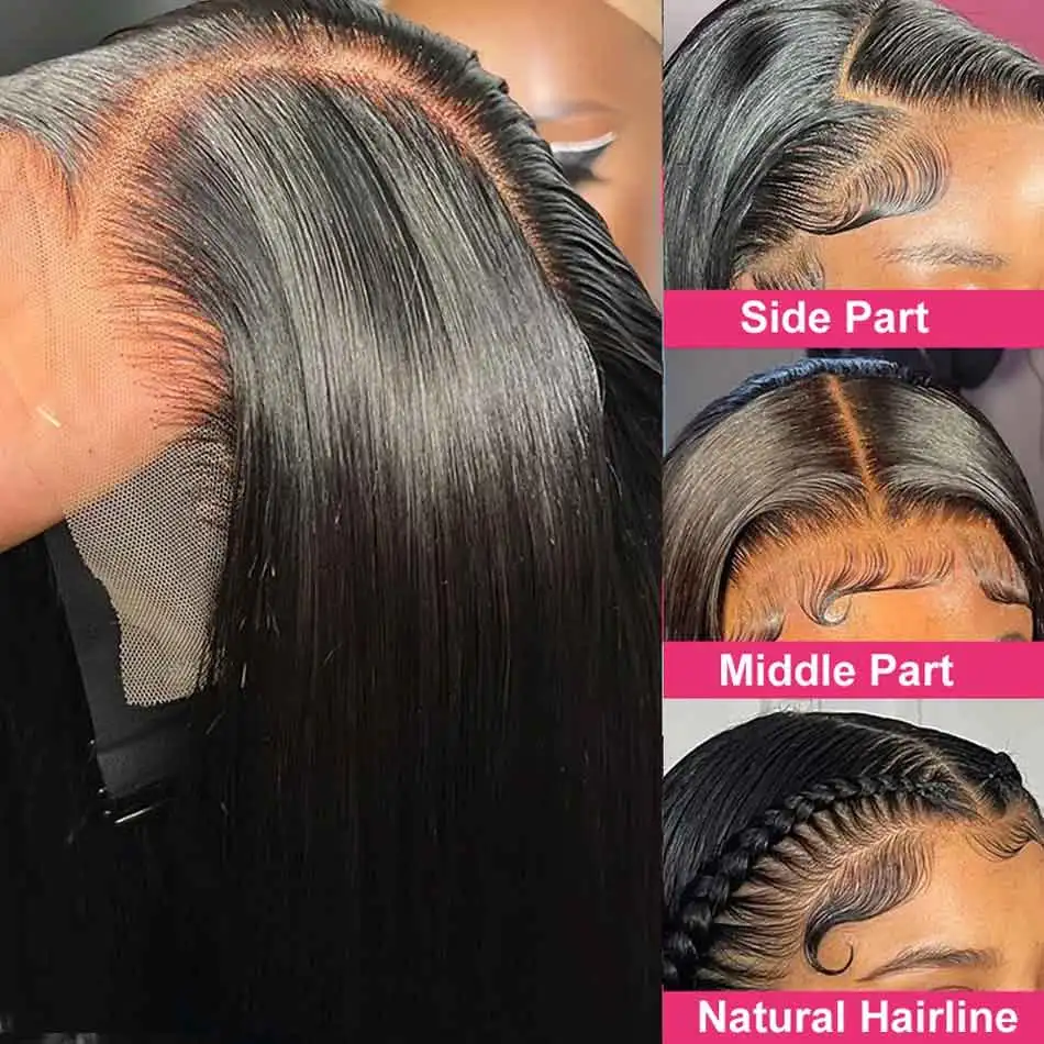 Human Hair Wig 40inch HD Transparent 13x4 13x6 Lace Front Brazilian Straight 360 Full Lace Frontal For Women Pre Plucked