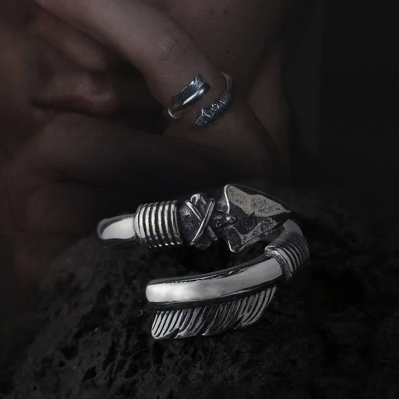 Buddhastone Argento Colore Personalizzato Cool Flint Arrow Ring Uomo Power Arrow Arrow Ring Anello Di Apertura Regolabile Vintage Da Uomo