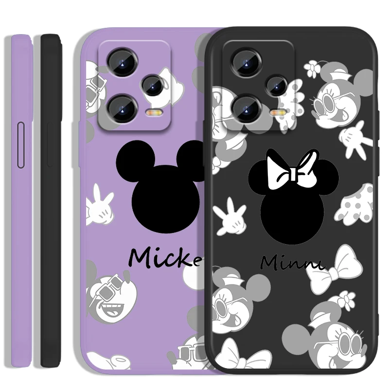 Mickey Minnie London Liquid Rope Per Xiaomi Redmi Note 13 12 12S 12R 11 11T 11S 10 10S Pro Plus 5G Back Phone Case